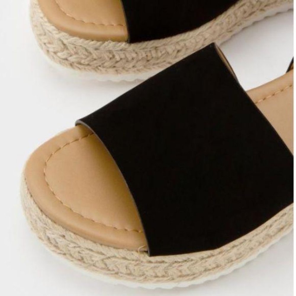 Platform Espadrille Sandals in Black - Picture 2 of 5